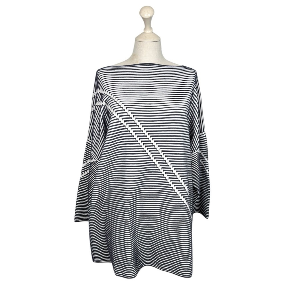 Lafayette 148 New York Striped Illusion Lagenlook Sweater